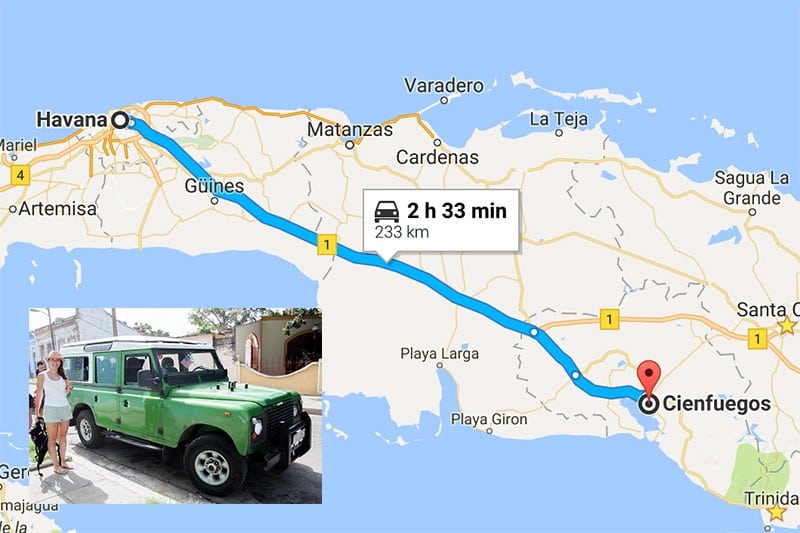 1 Amazing Land Rover. 4 folding bikes. 4us +1 Chofer. luggage & helmets : Our ride to Cienfuegos